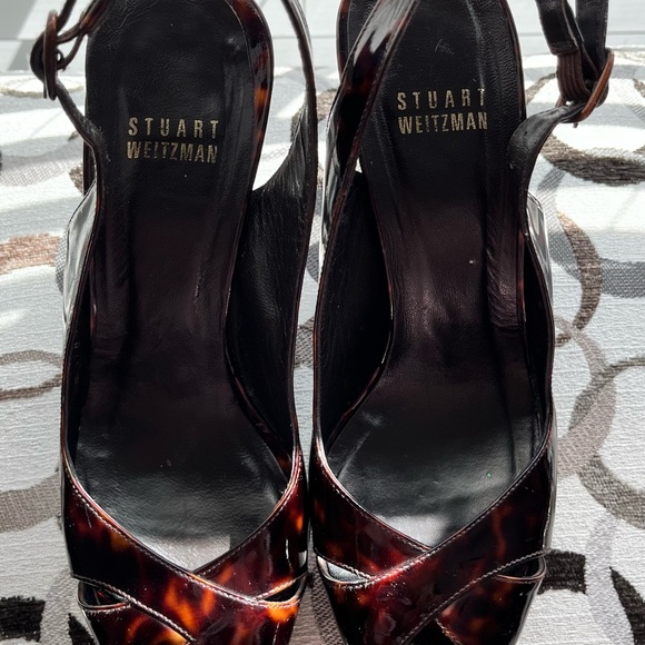 Stuart Weitzman Patent Leather Slingback Tortoise Shell Platform Heels - Size 6M - Picture 11 of 13